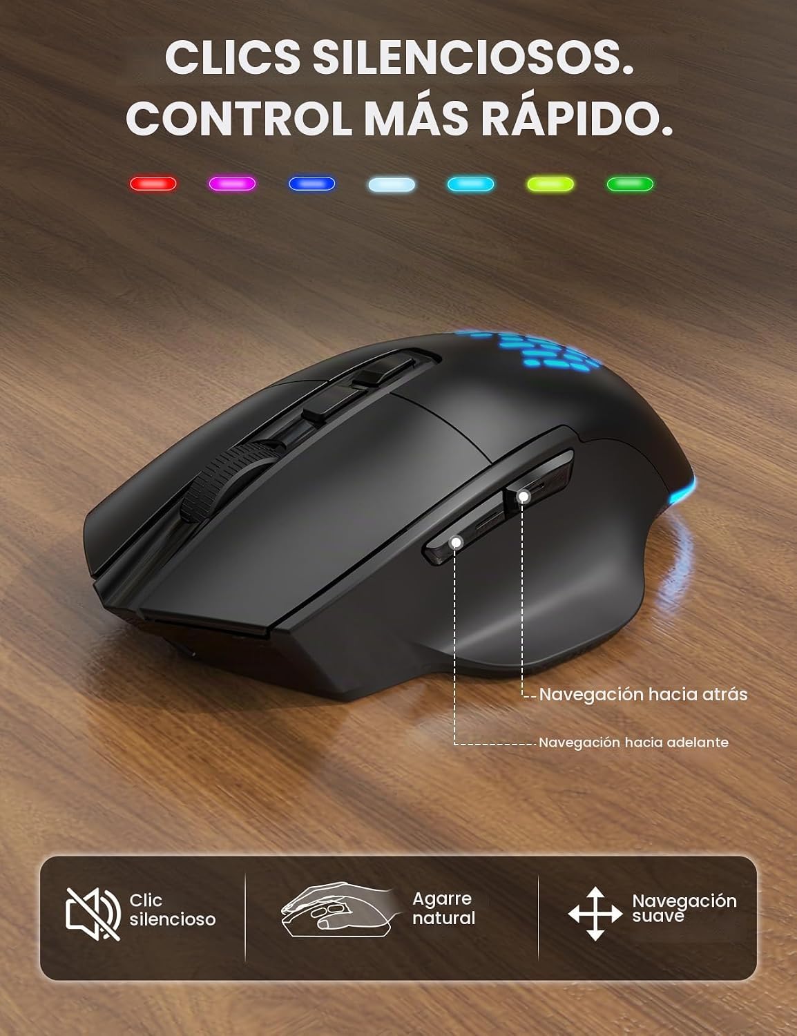 SABLUTE MA12Pro Wave - Teclado inalámbrico y mouse ergonómico, con...