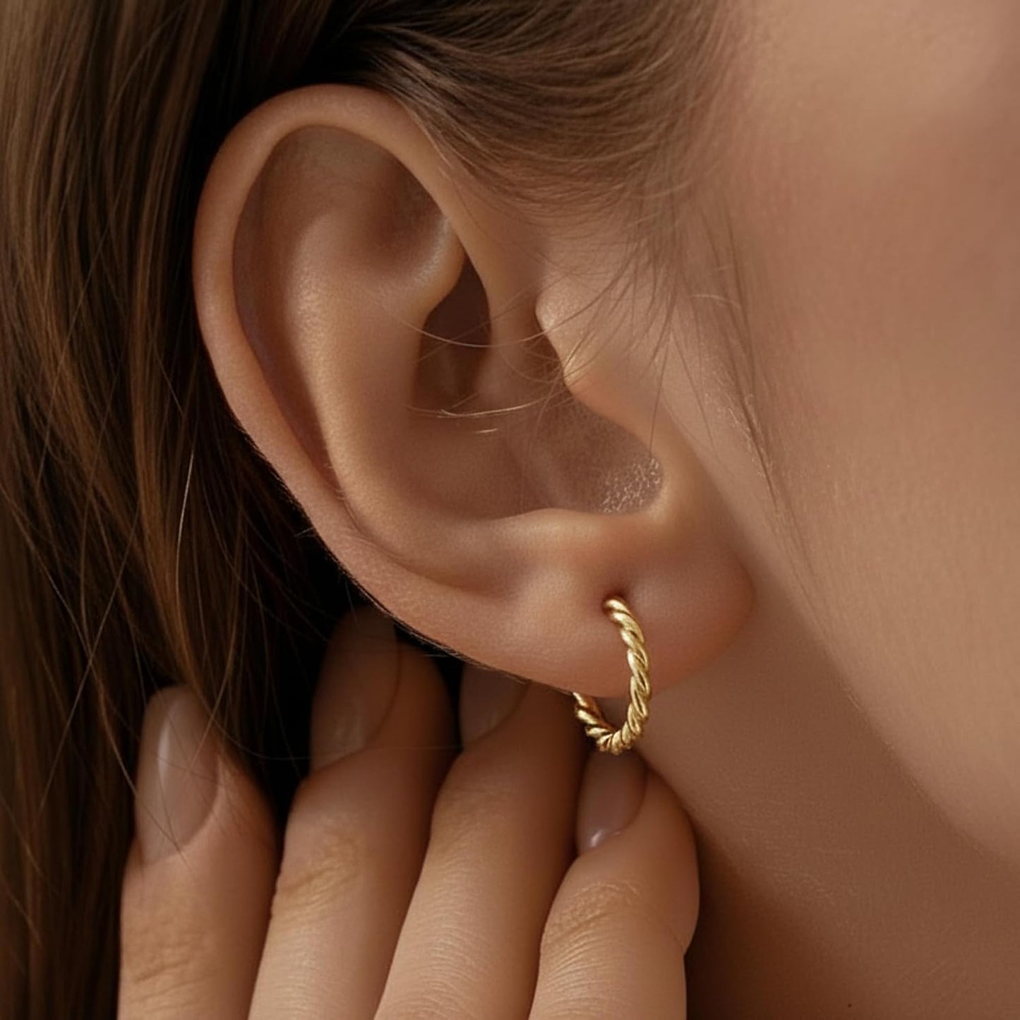 Juego de 8 pares de aretes de aro chapados en oro de 14 quilates co...