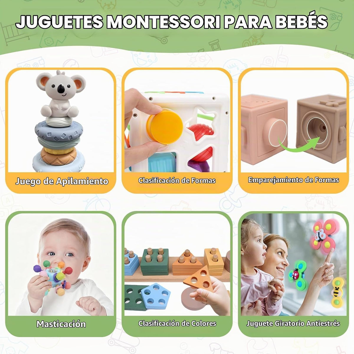 YHHYTOY Juguetes Montessori 6 en 1 para bebés de 0-6 6-12 meses, ju...