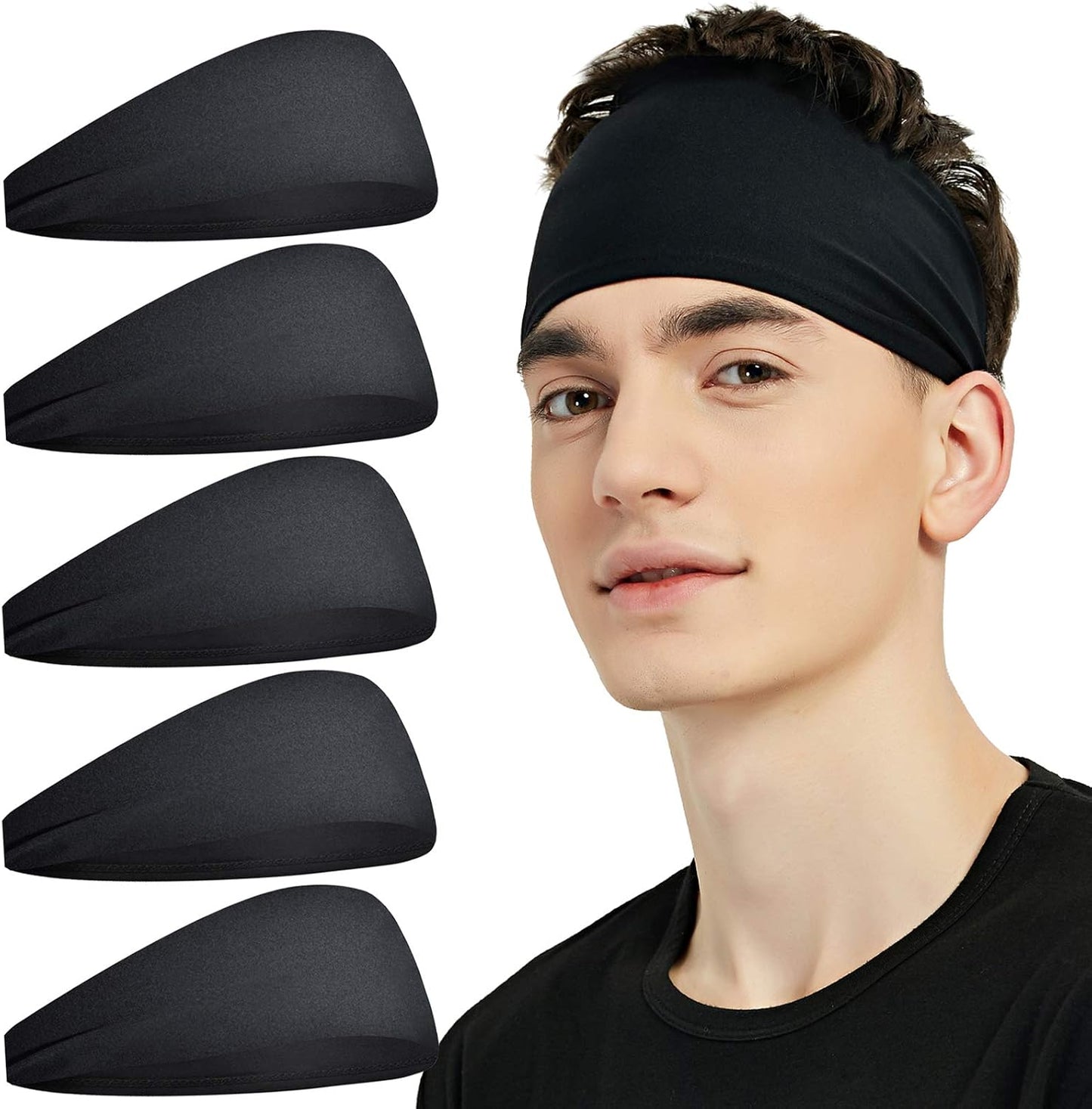 Pilamor Diademas deportivas para hombres (paquete de 5), diadema de...
