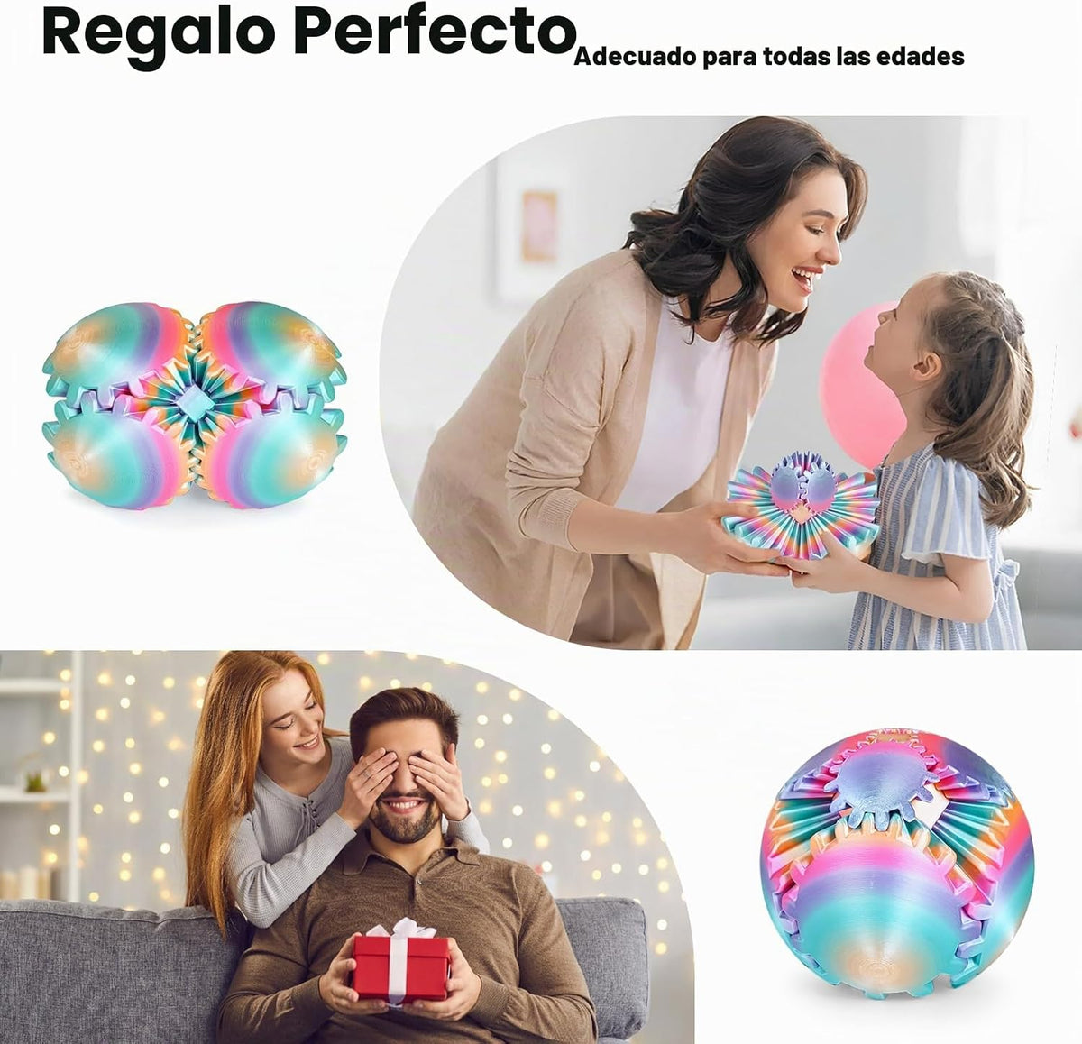 GearSphere Juguete Fidget de Pelota Giratoria o Cubo Impreso en 3D,...