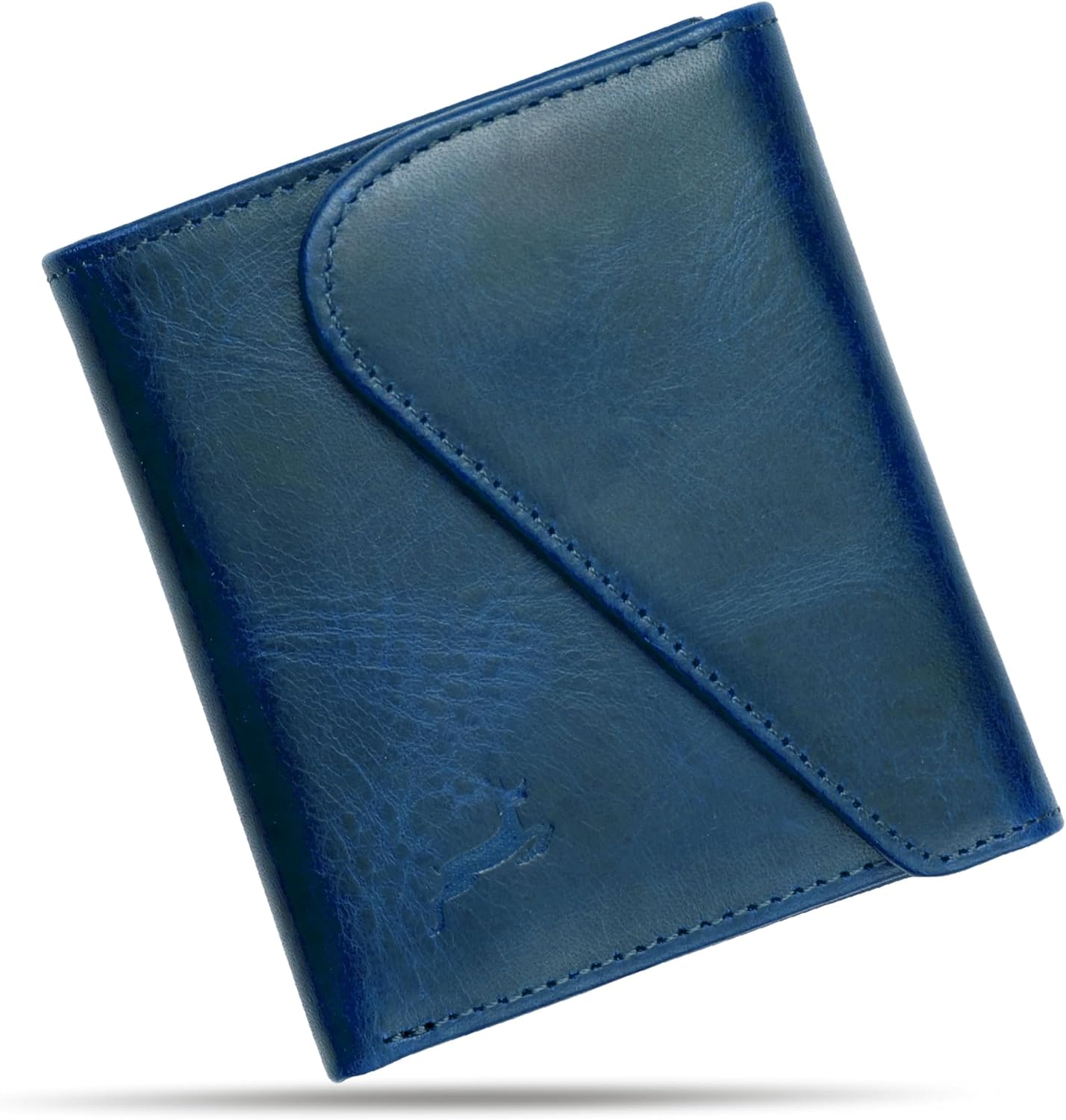 Cartera de cuero de grano completo para hombre, hecha a mano con bl...