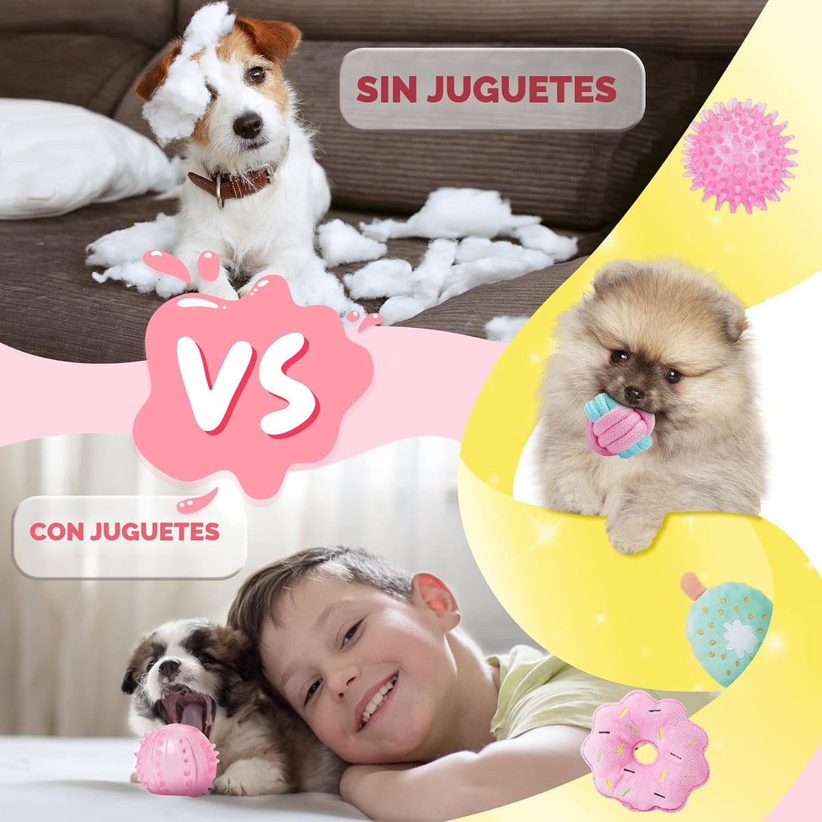 XIUGOAL Juguetes rosados para cachorros para aburrimiento, paquete...
