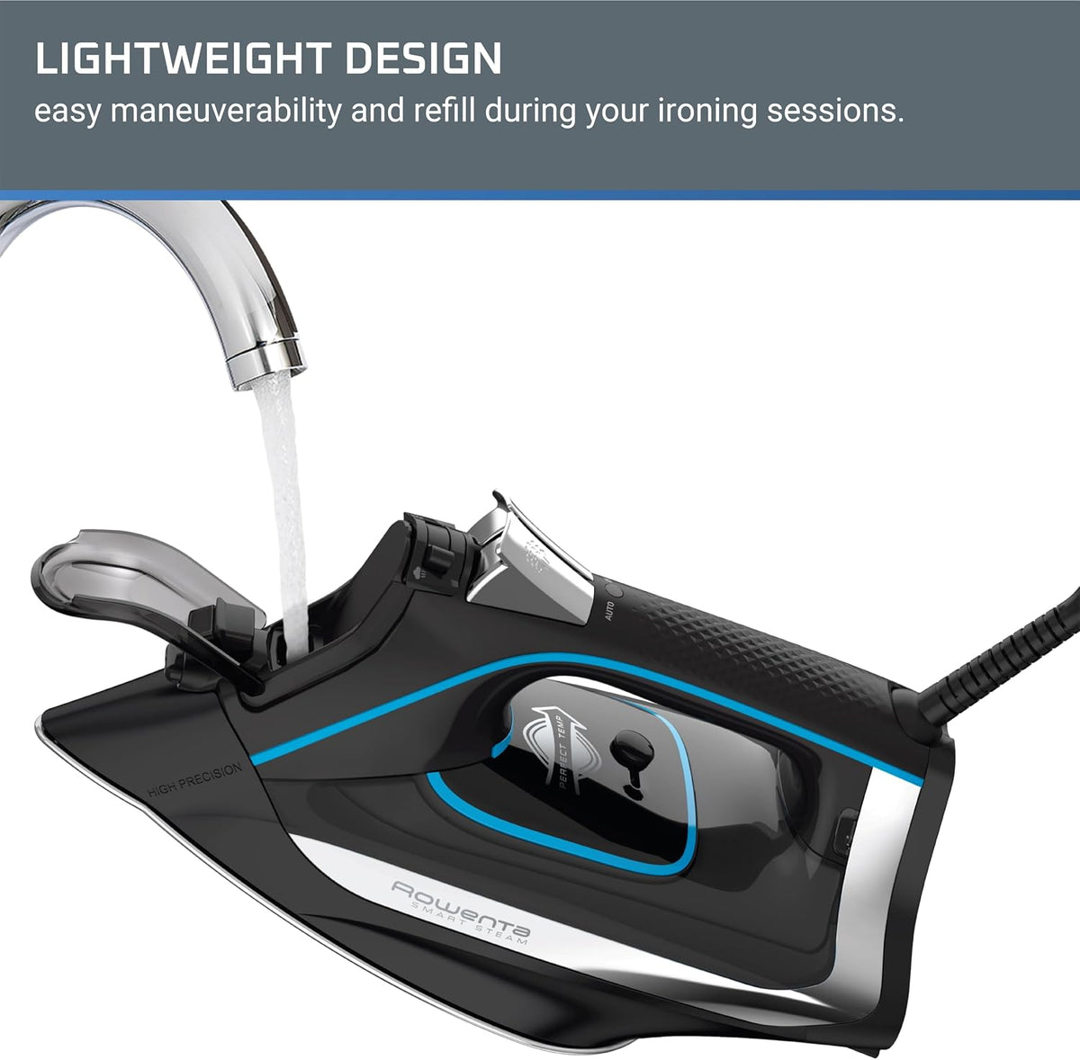 Rowenta, Plancha de vapor de acero inoxidable Smart Temp para ropa,...