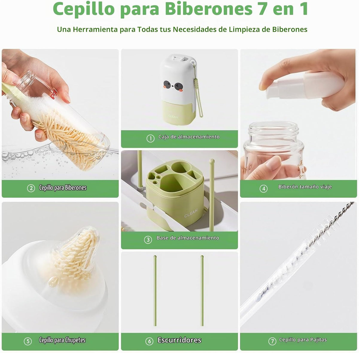 Juego de cepillos para biberones \u2013 Kit limpiador de biberones...