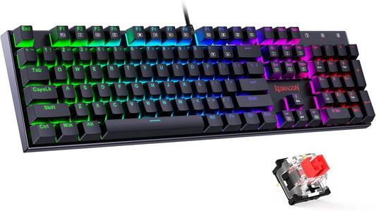 Redragon Teclado Mecánico para Juegos con Interruptores Rojos, Tecl...