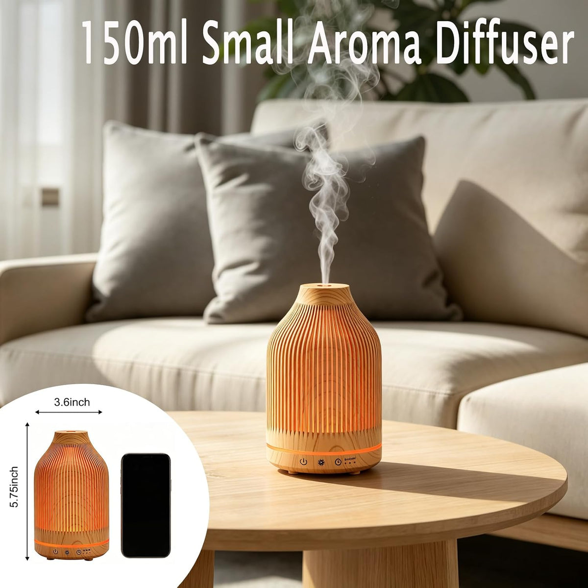 Diffuserlove Difusor de aceite esencial, humidificador de aroma peq...
