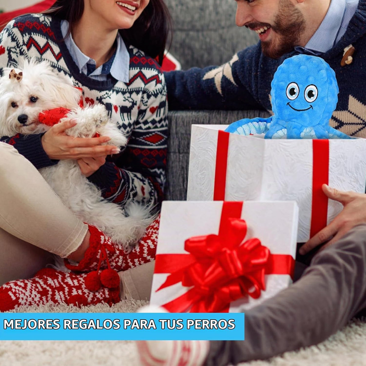 Letsmeet Juguetes Chirriantes para Perros Pulpo Relleno Juguete Cru...