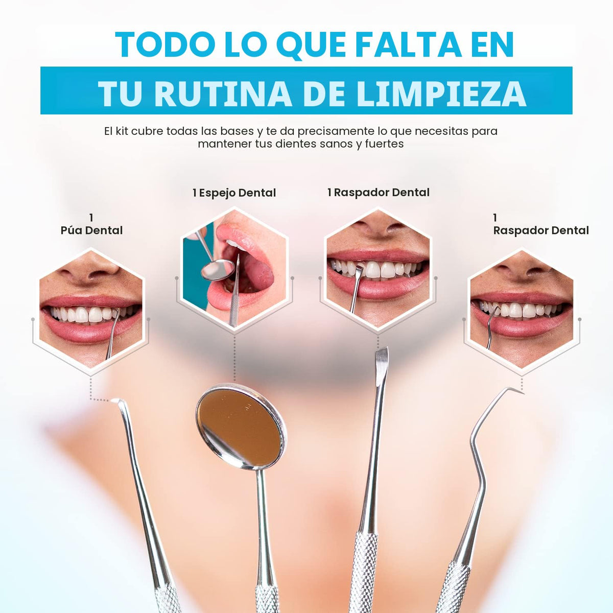 Kit de higiene dental: set de remoción de placa y sarro - raspador...