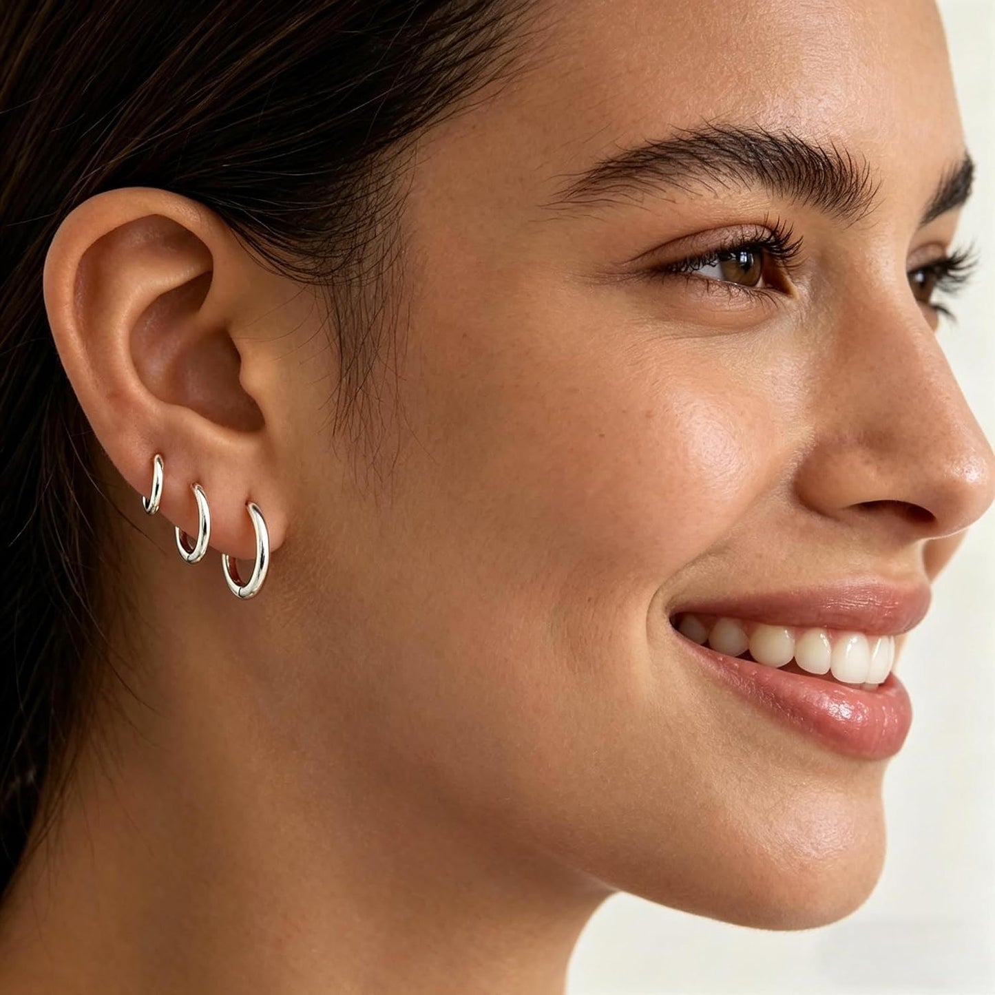 Juego de 3 pares de aretes de aro de oro para mujer, joyería de mod...