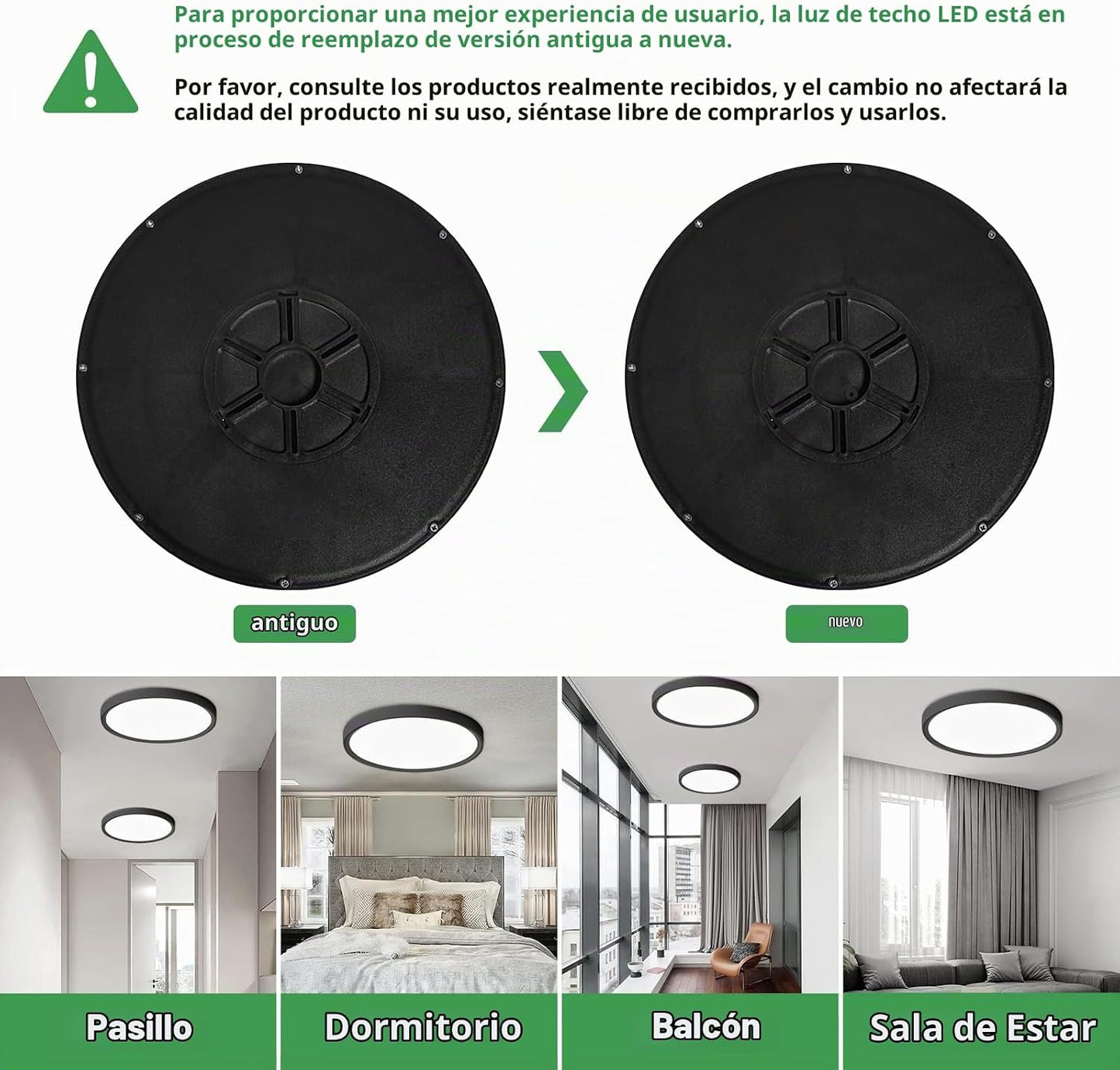 4PK Lámpara LED de techo empotrada de 12 pulgadas, 24W, 2520LM, 300...