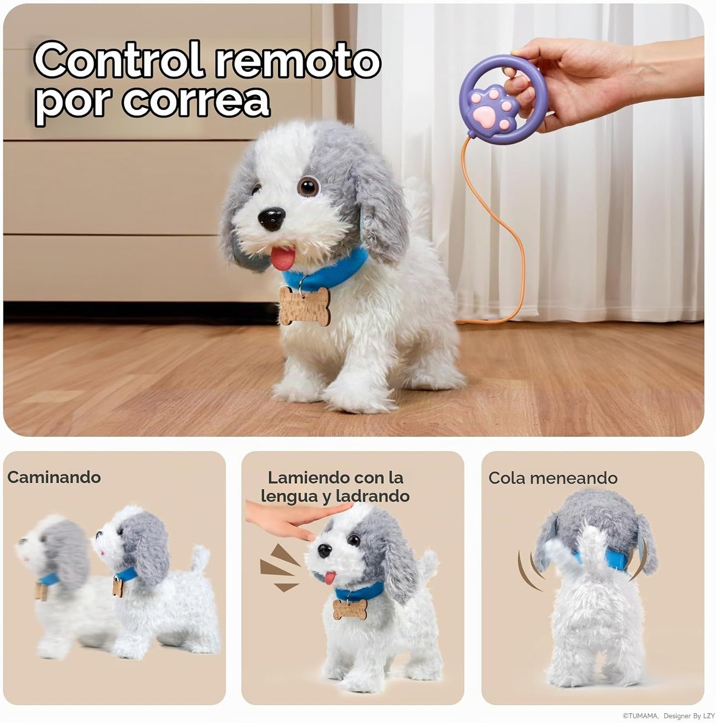OR OR TU Perro de juguete que camina y ladra con correa de control...