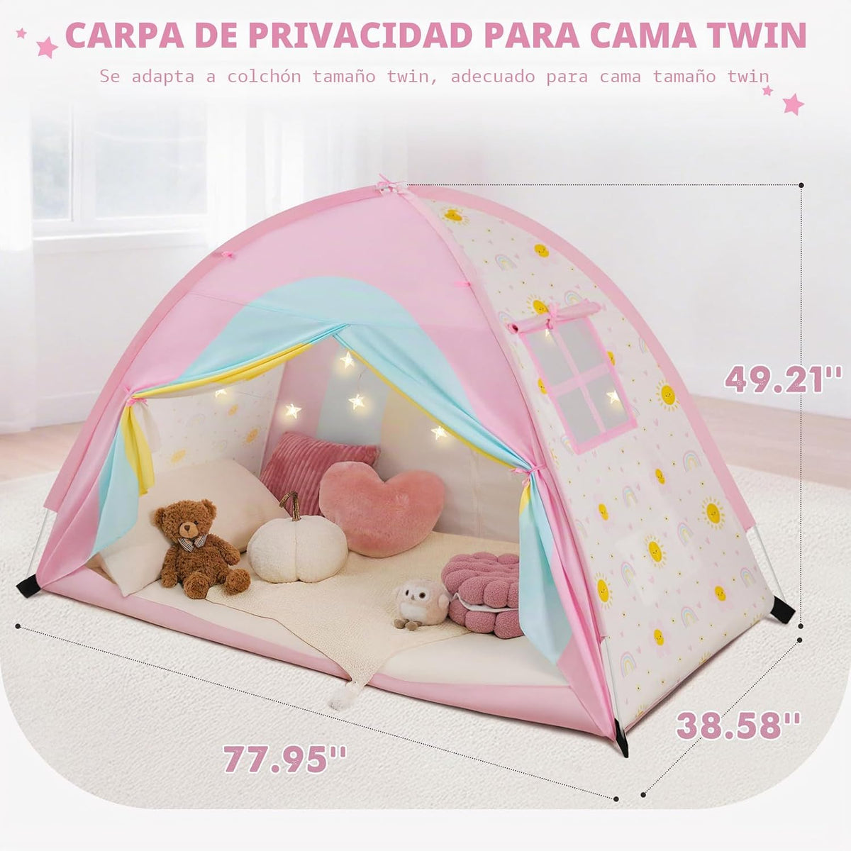 PIIKAGO Tienda de Cama Individual para Niños, Dosel de Cama Tamaño...
