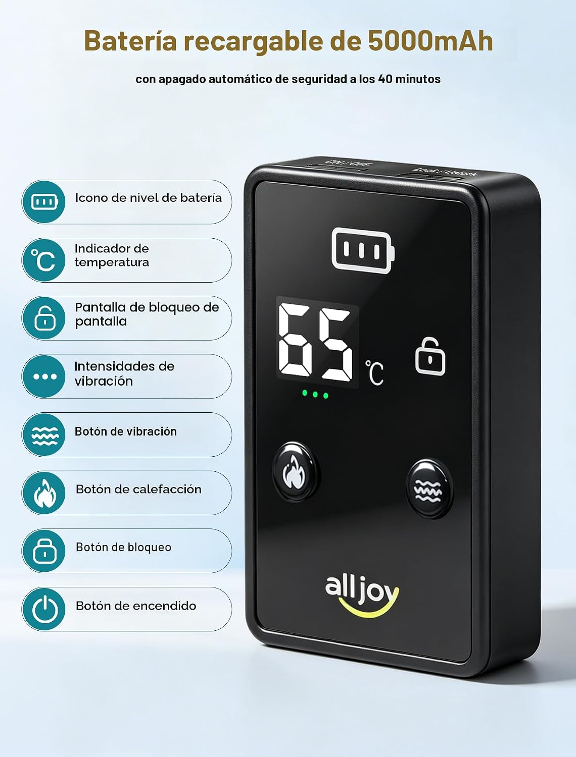 ALLJOY Almohadilla térmica inalámbrica de 67" para aliviar el d...