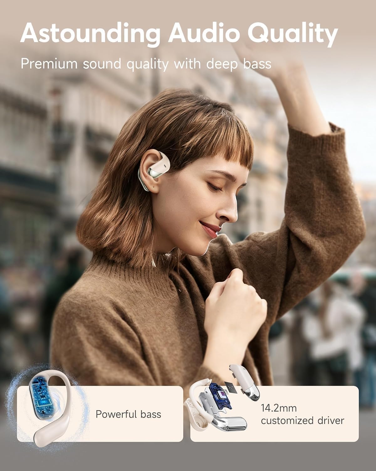 Auriculares ultra abiertos, auriculares de conducción ósea Bluetoot...