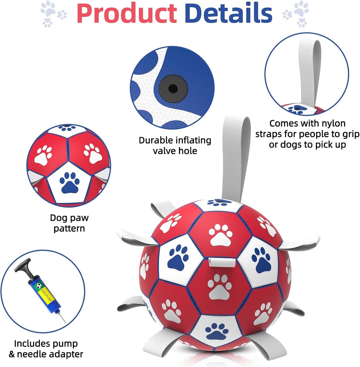 Diman Pelotas para perros, pelotas de 6 pulgadas para perros con co...