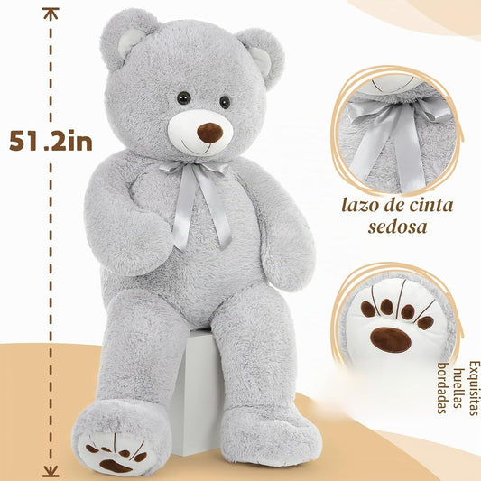 MorisMos - Oso de peluche gigante, 51 pulgadas, color gris | Oso de...