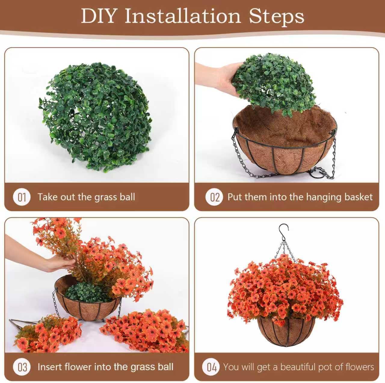 Hananona 24 piezas de flores artificiales para exteriores con cesta...