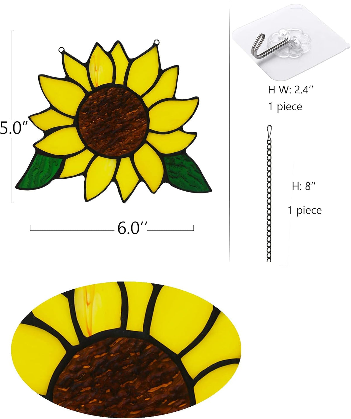 HAOSUM Regalos de Girasoles de Vidrio Emplomado para Colgar en Vent...
