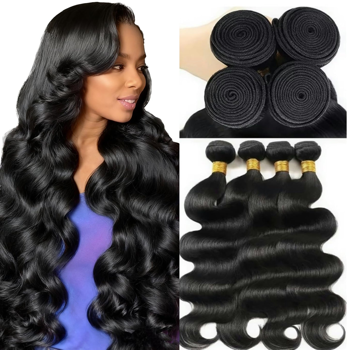 Manojos de cabello humano de 16, 18, 20, 22 pulgadas, 12A, cabello...