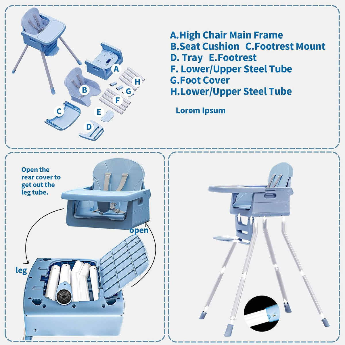 Silla alta 3 en 1 para bebés y niños pequeños, asiento y comedor de...