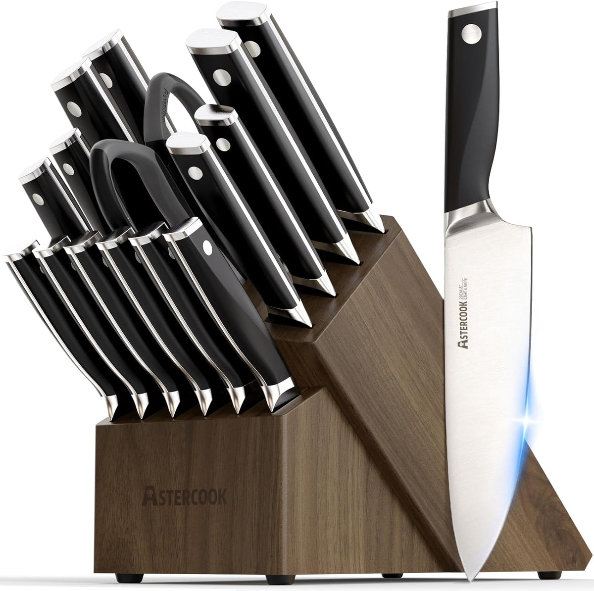 Astercook Juego de cuchillos, juego de cuchillos de cocina con bloq...