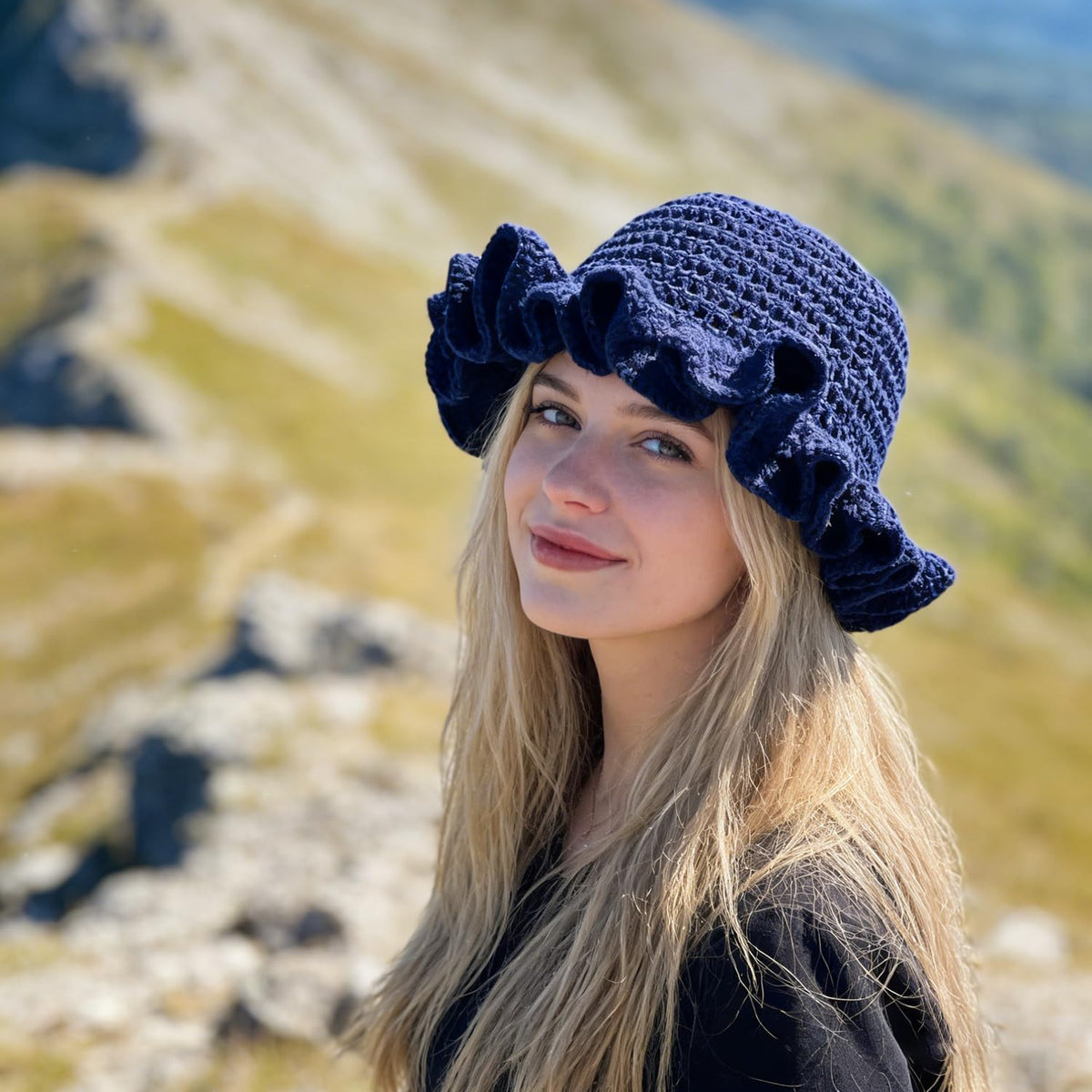 Sombrero de pescador de ganchillo para mujer, cómodo gorro de punto...