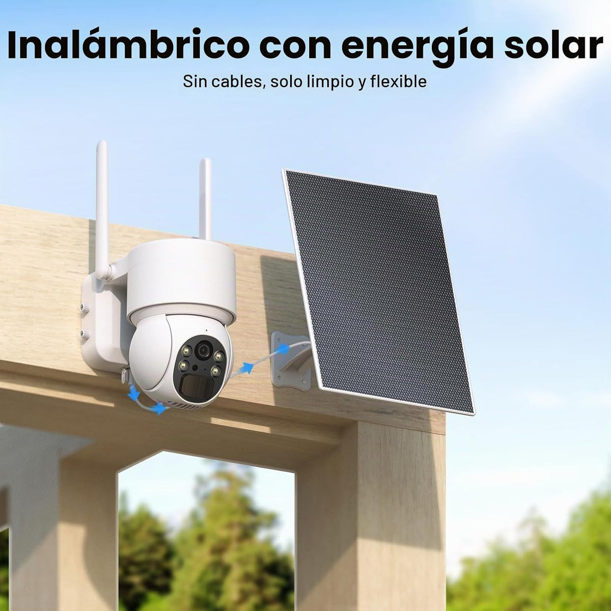 Oculview Cámara de seguridad solar 2K inalámbrica para exteriores,...