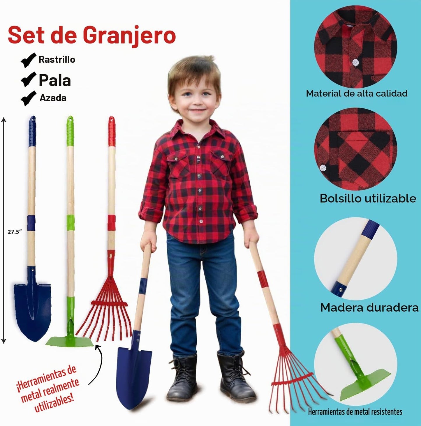 Born Toys Juego de simulación de disfraz para niños 3 en 1, jardine...