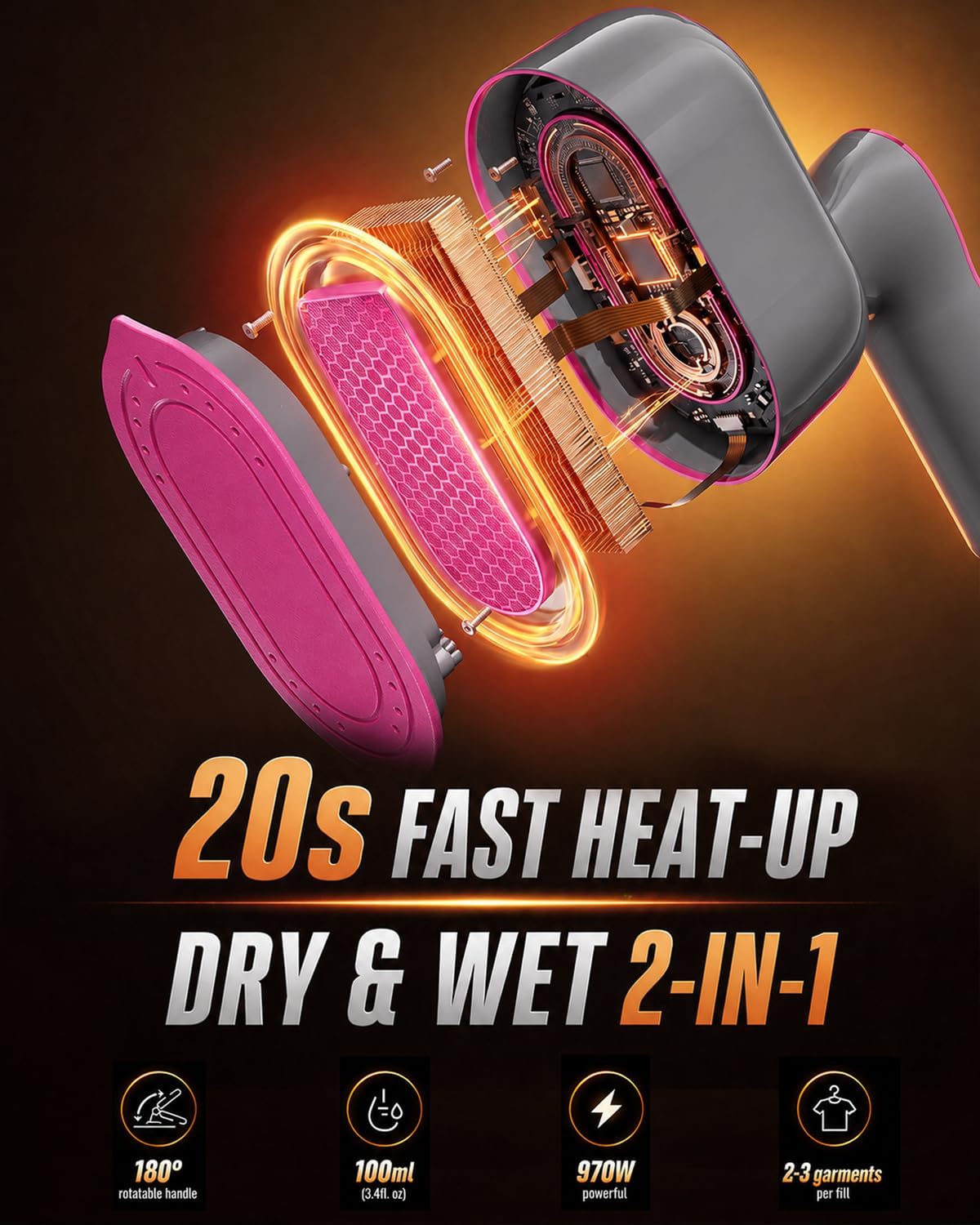Vaporizador de hierro para ropa, vaporizador de ropa de viaje con m...