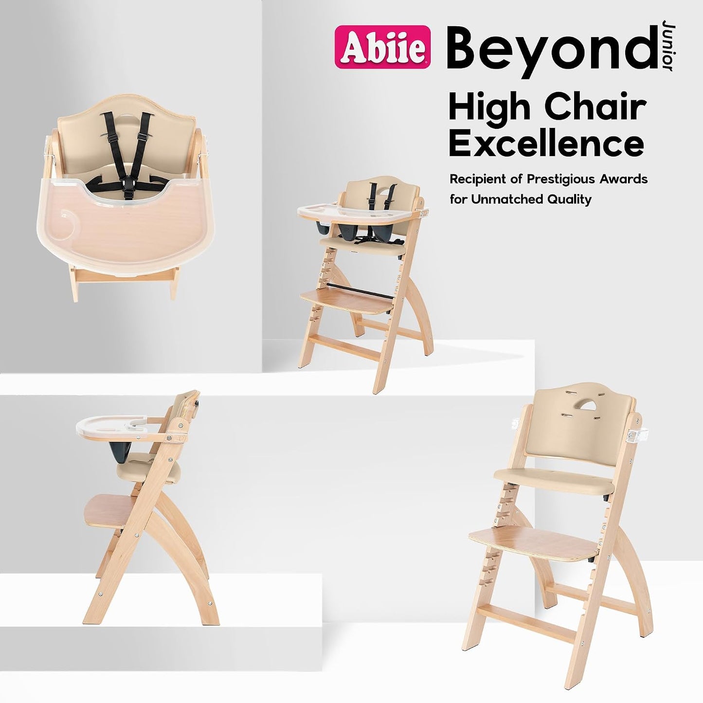 Abiie Beyond Junior - Silla alta de madera con bandeja, silla alta...