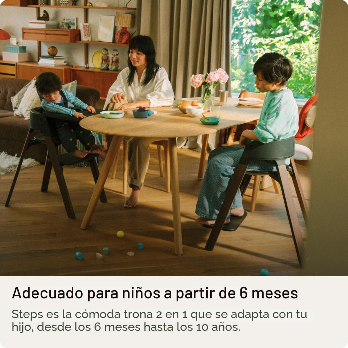 Stokke Steps - Silla alta para bebés y niños, color blanco y natura...