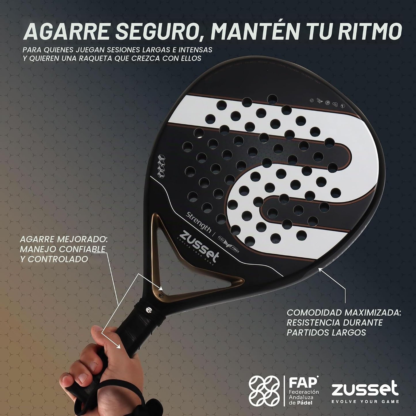 Pala de Padel ZUSSET Strength 2025 | Avanzada Forma Redonda Pala de...