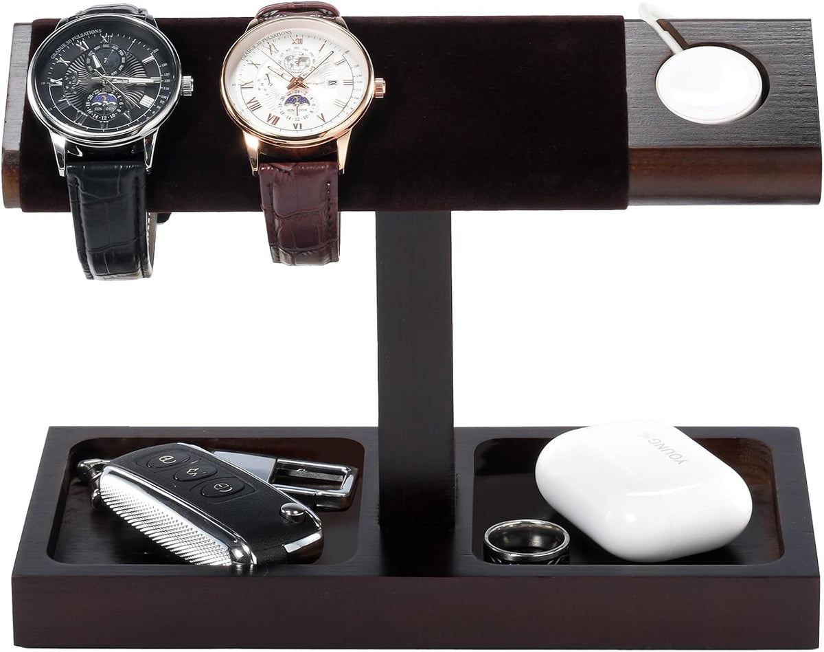 ProCase Soporte de exhibición de reloj de madera para hombres, torr...