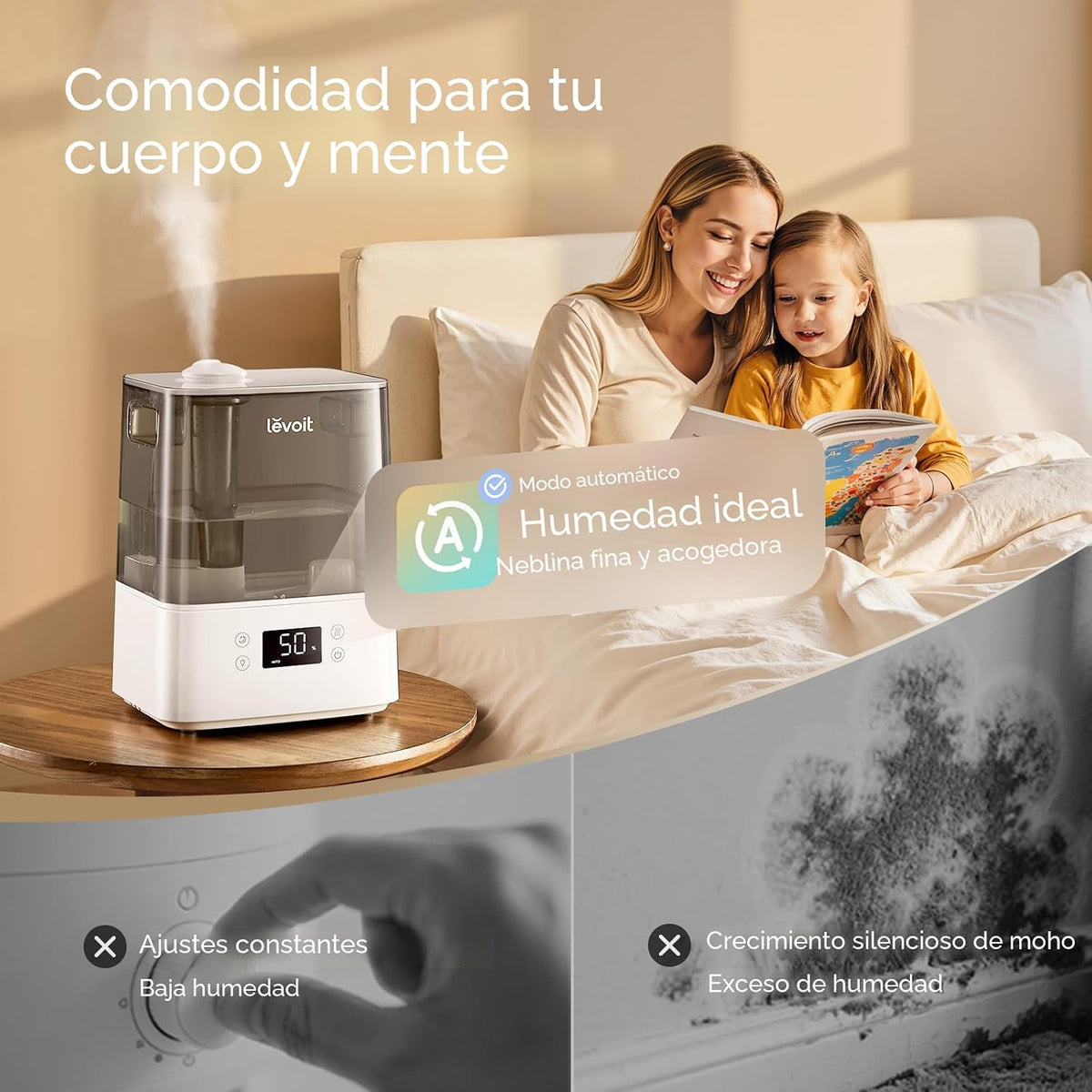 Levoit Humidificadores para dormitorio, habitación grande, 6L, 60 h...
