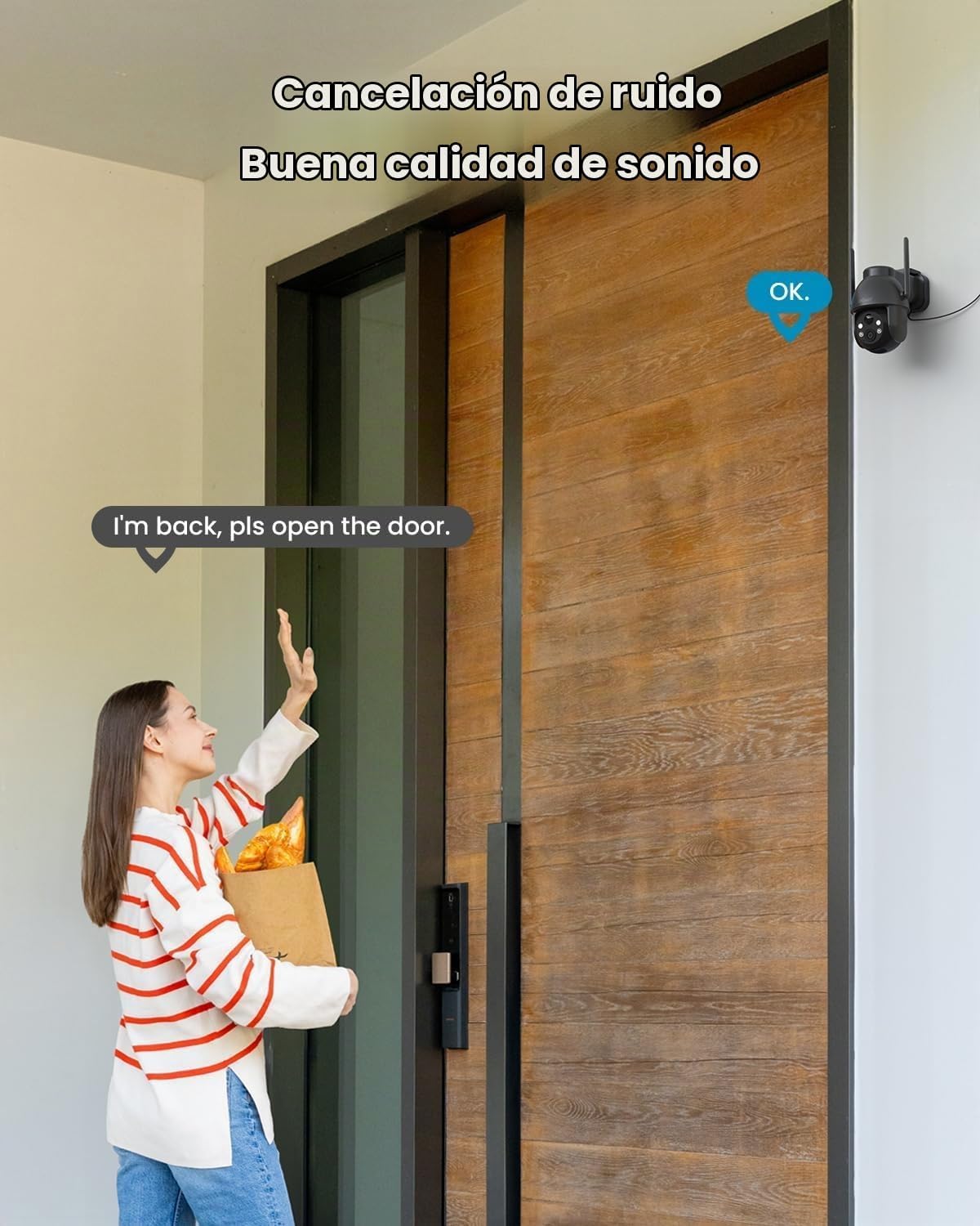 Cámara solar ieGeek para exteriores inalámbrica, cámaras WiFi 2K pa...