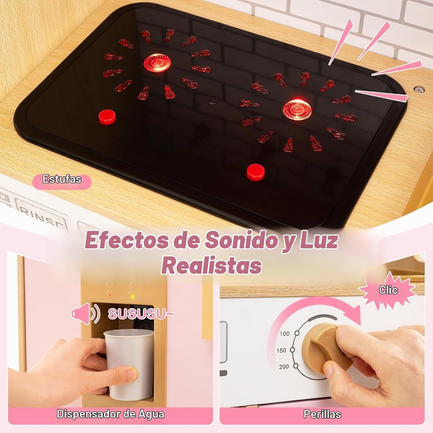Costzon Juego de cocina para niños, juguete Montessori de madera pa...