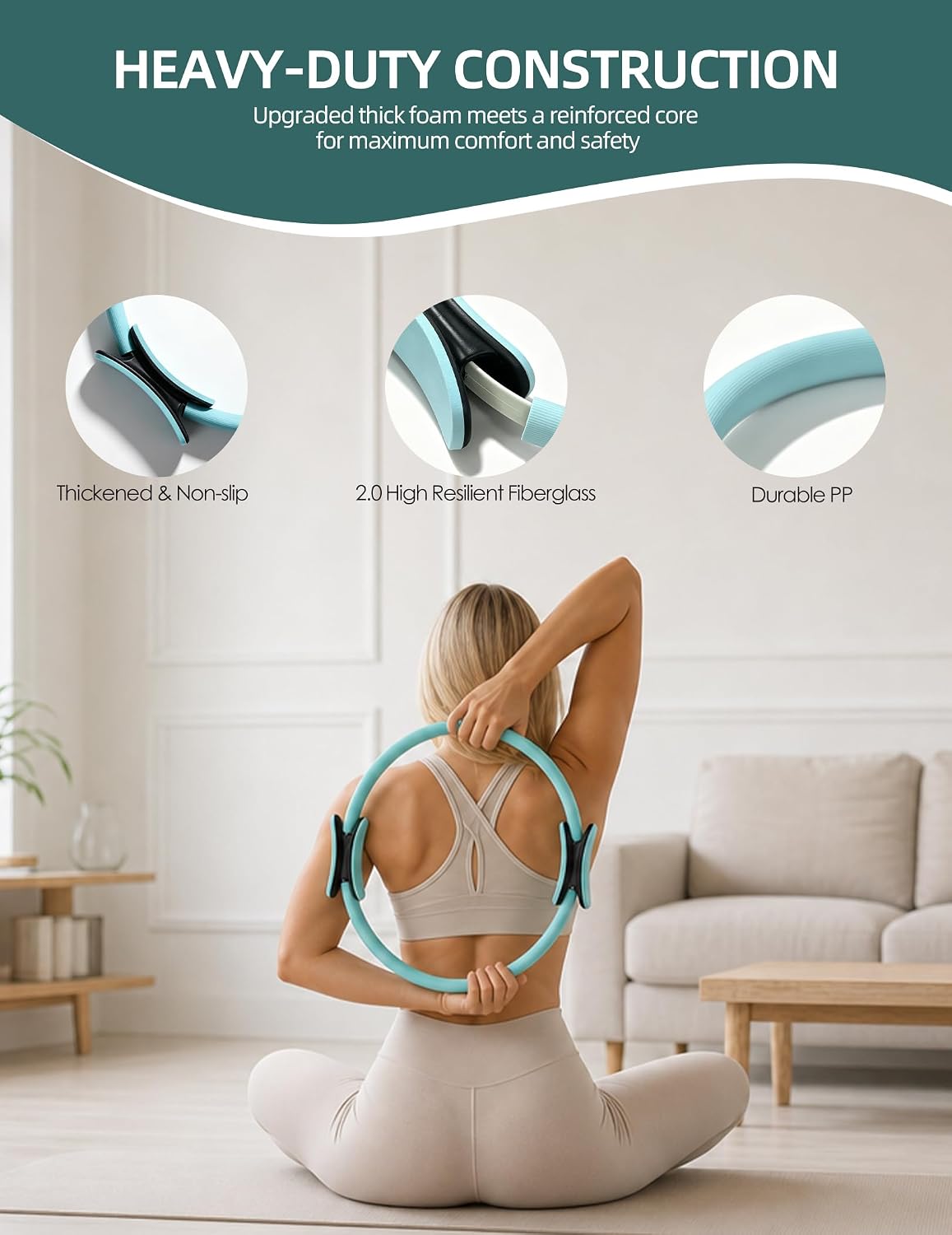 Kit de Pilates en casa para mujer, juego de 20 piezas con aro, pelo...