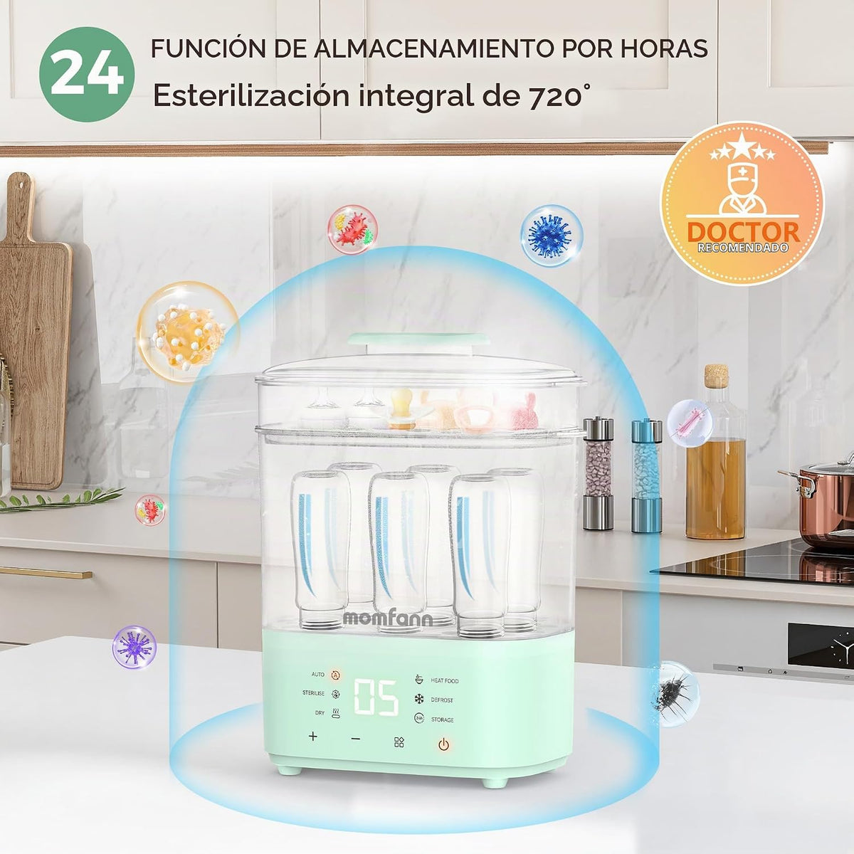 MOMFANN Esterilizador de biberones y secadora y calentador de biber...