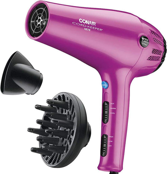 Conair 1875 W cord-keeper secador de pelo con ionizador; Color Rosa...