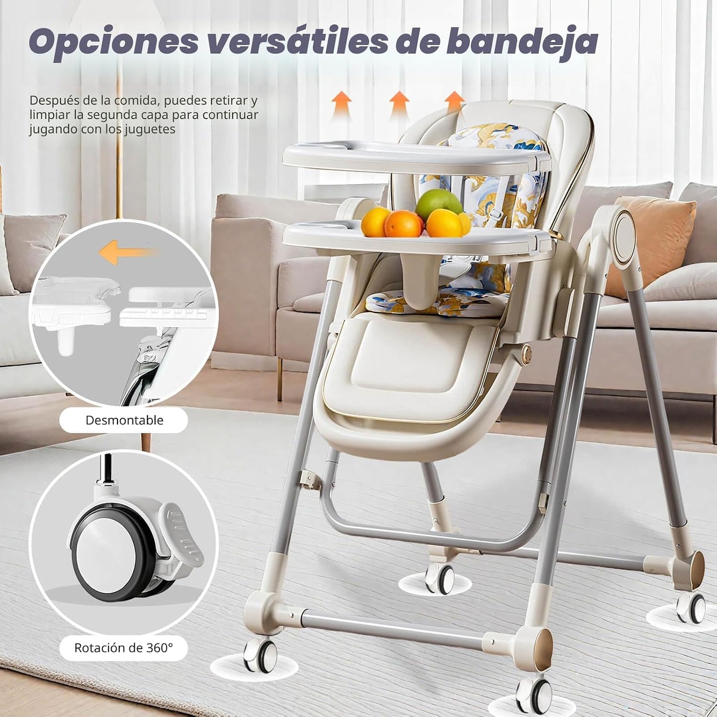 UMGOOGOO Trona 5 en 1 para bebé, sillas de columpio para bebés, ple...