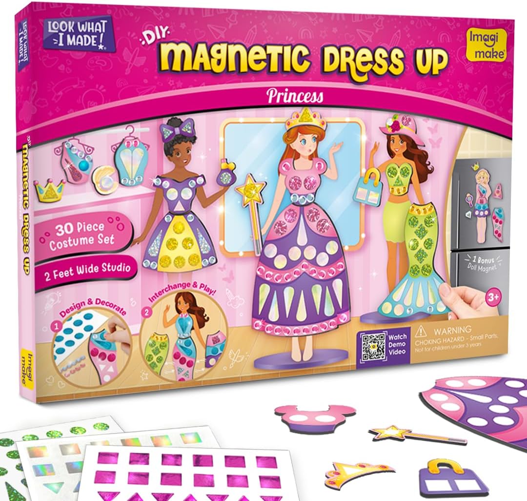 Imagimake Princesa magnética de bricolaje, 30 vestidos magnéticos y...