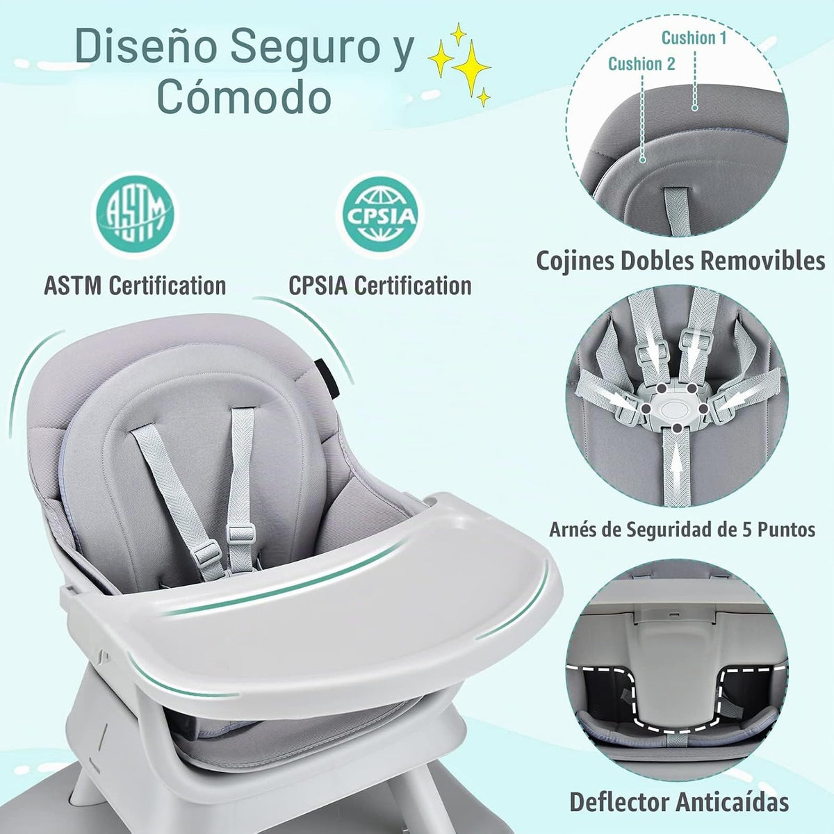 HONEY JOY Silla alta 8 en 1 para bebé, silla alta convertible para...