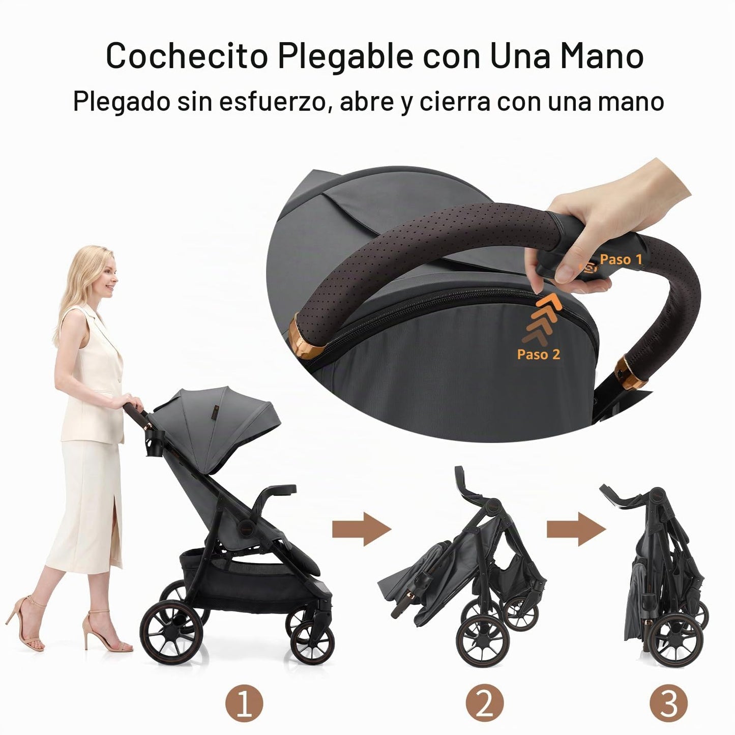 Gromast Cochecito de bebé con bandeja desmontable para aperitivos,...