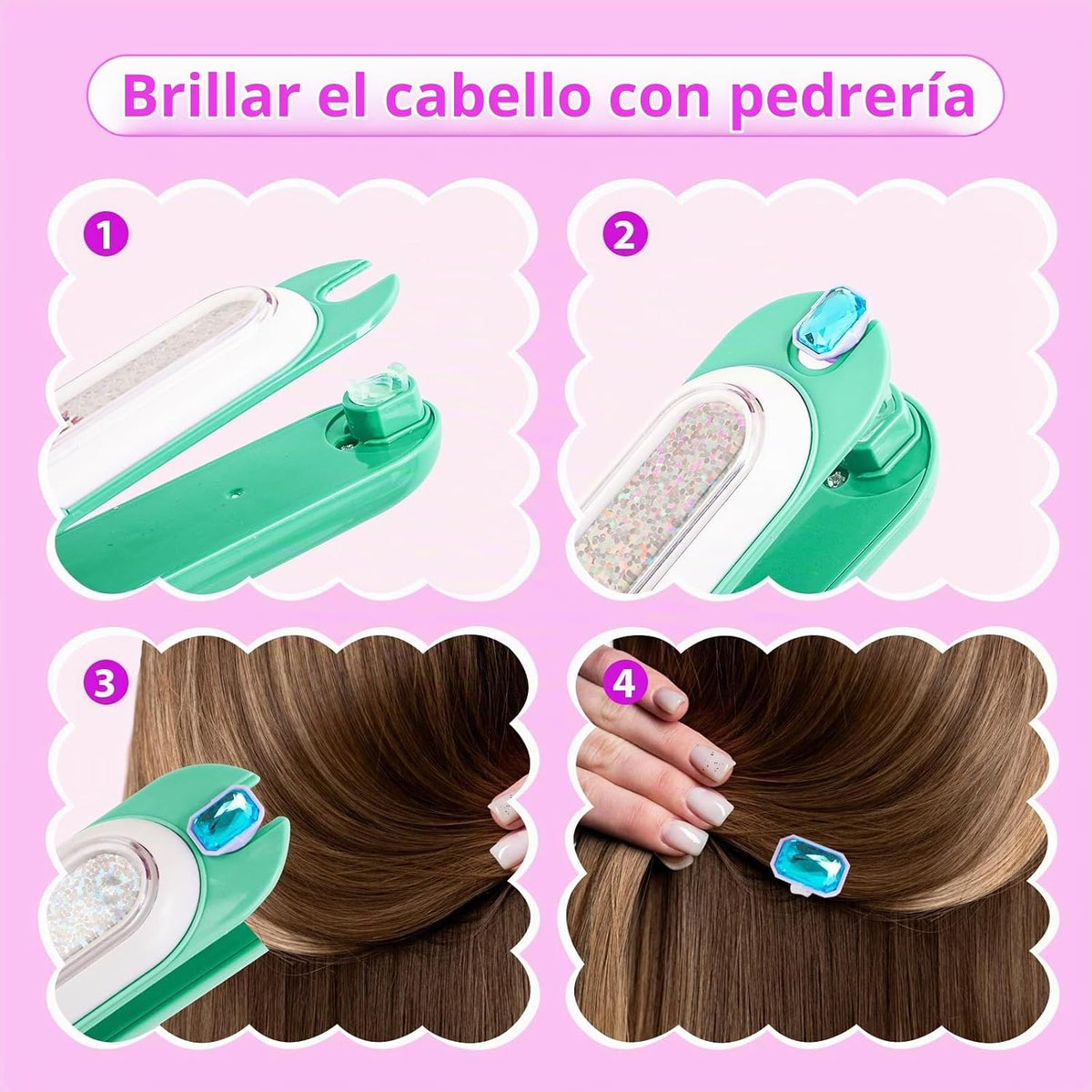kidzkube Kit de sellos de gemas para el cabello, joyas brillantes p...