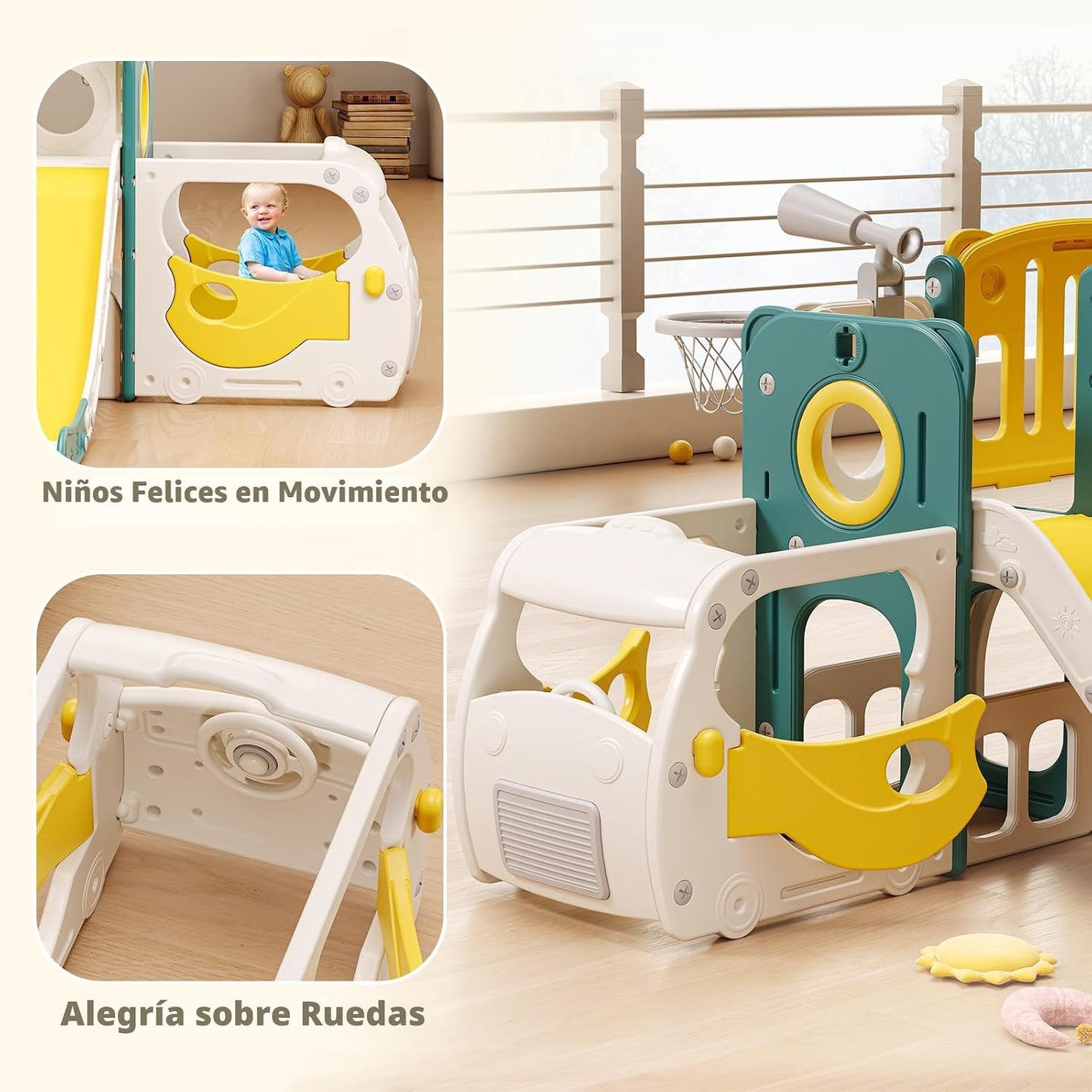 Juego de tobogán para niños pequeños\/bebés, con temática de autobú...
