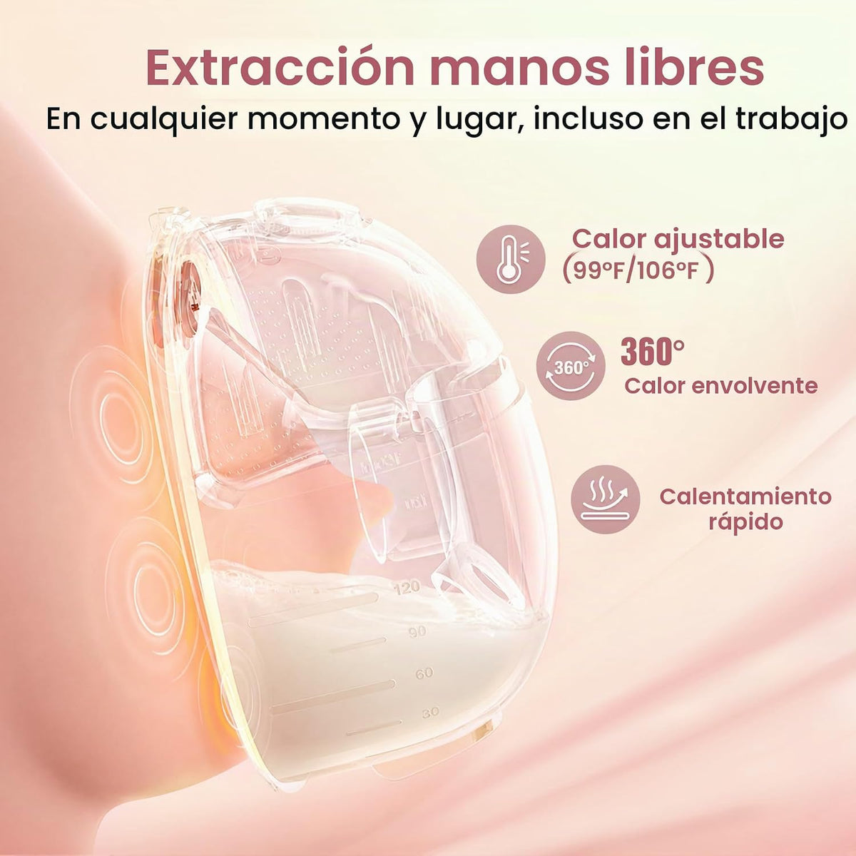MOMPINKE Extractor de leche portátil con calefacción W12, extractor...