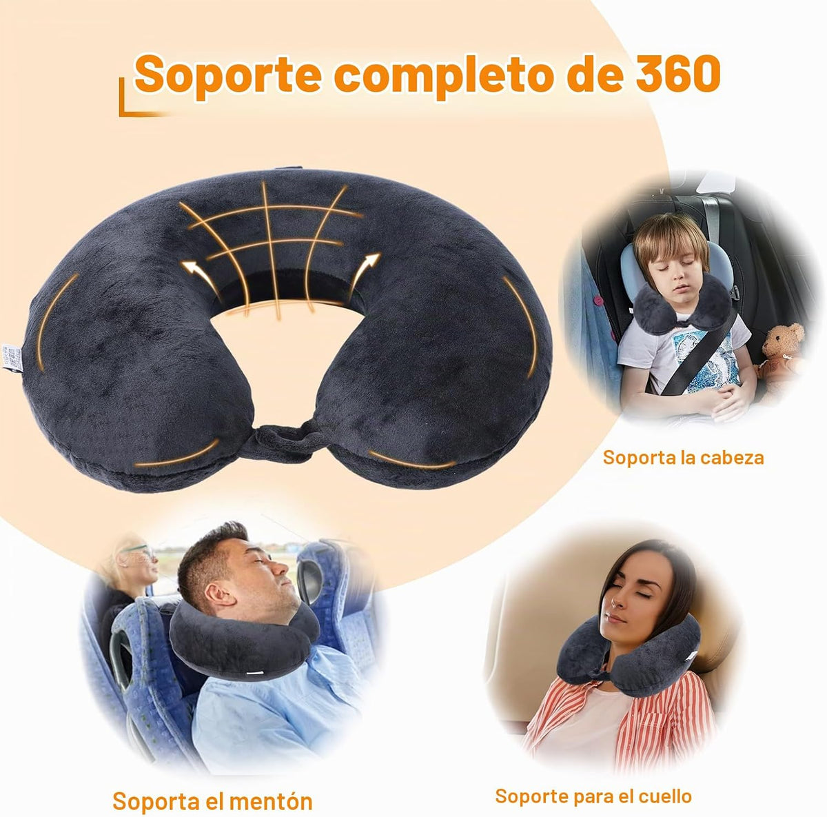 Far win Almohada de viaje, almohada de cuello en forma de U 100% de...