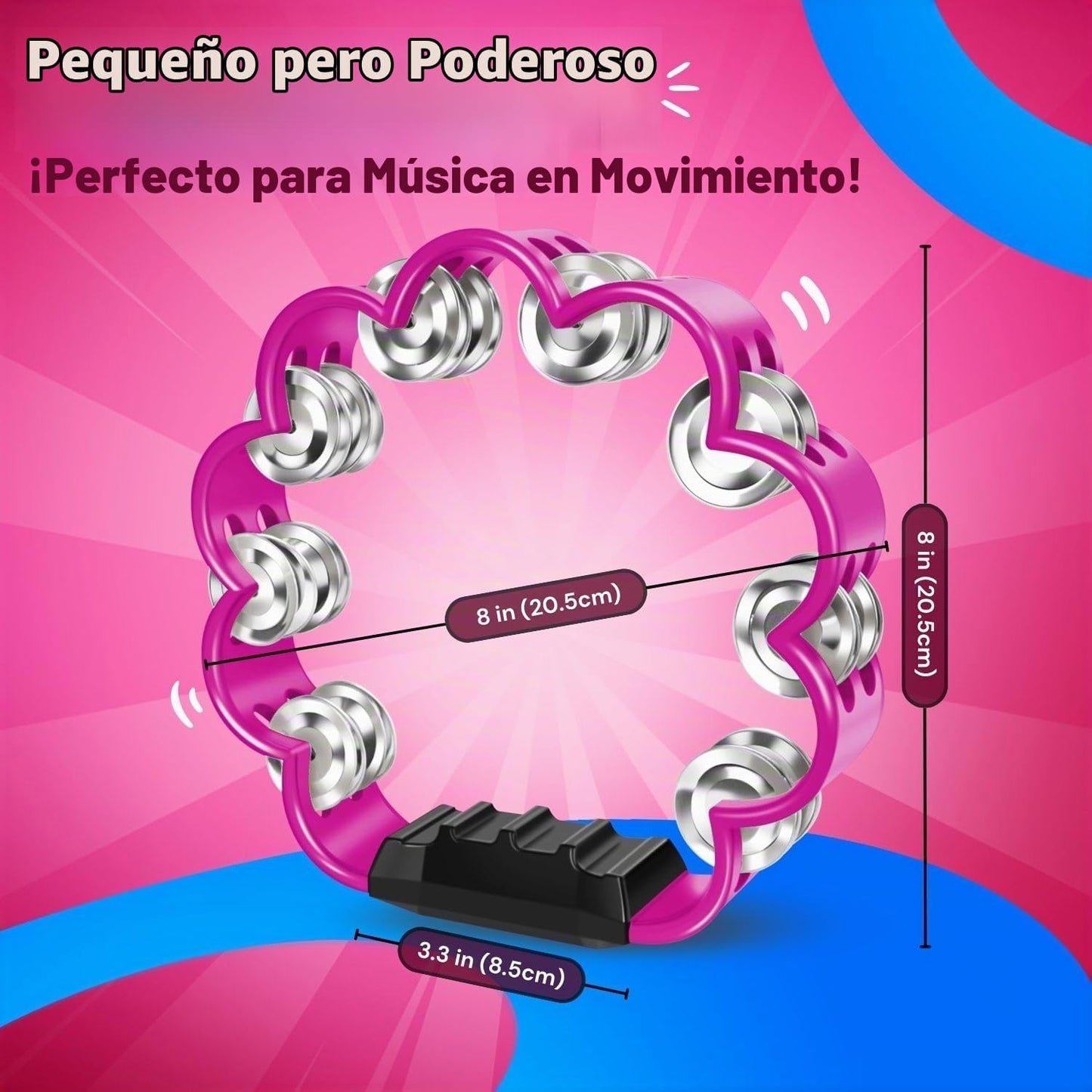 Flexzion Panderetas de flores de 8 pulgadas, jingles de doble fila,...