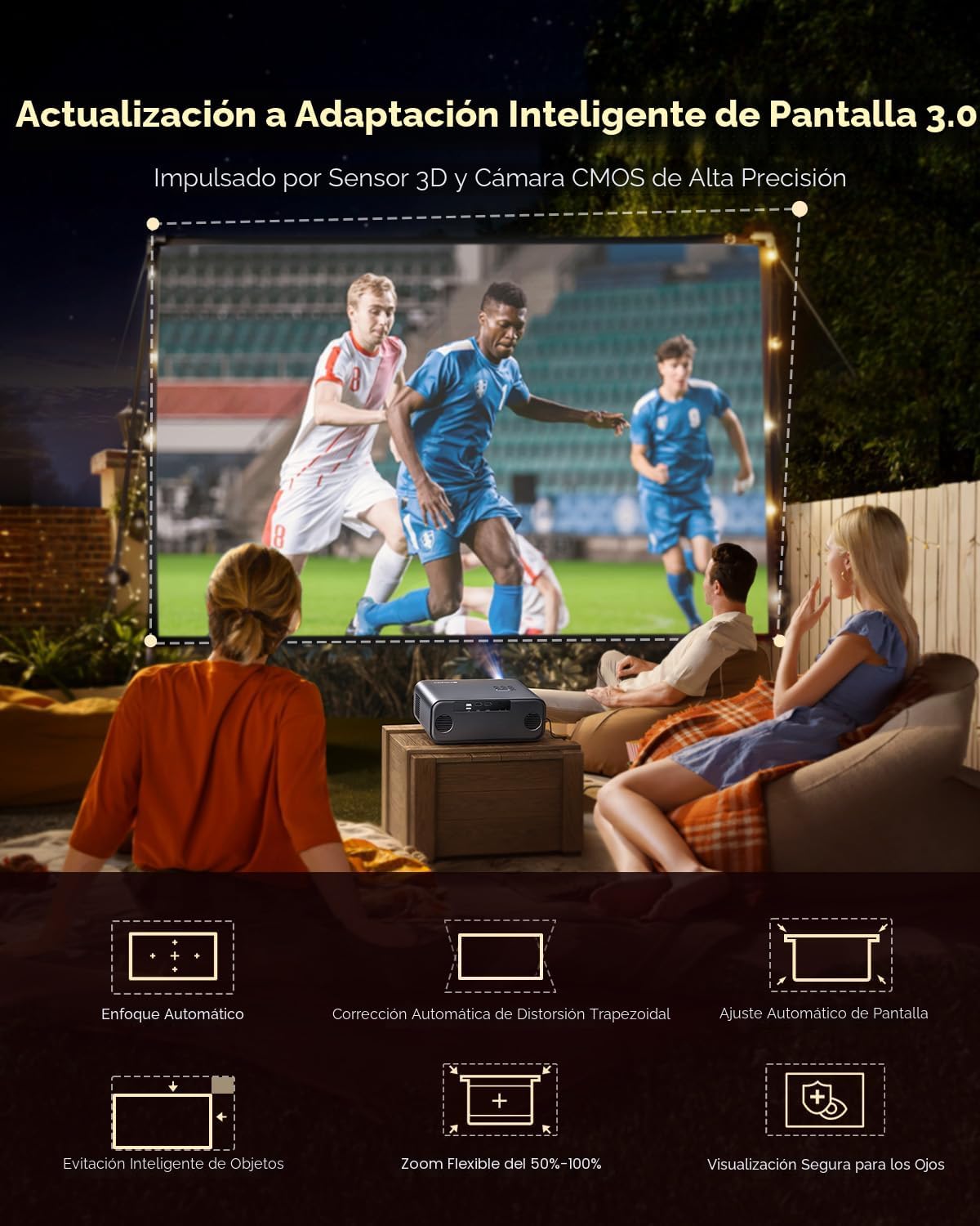 [Aplicaciones integradas\/soporte 4K] Proyector inteligente para ex...